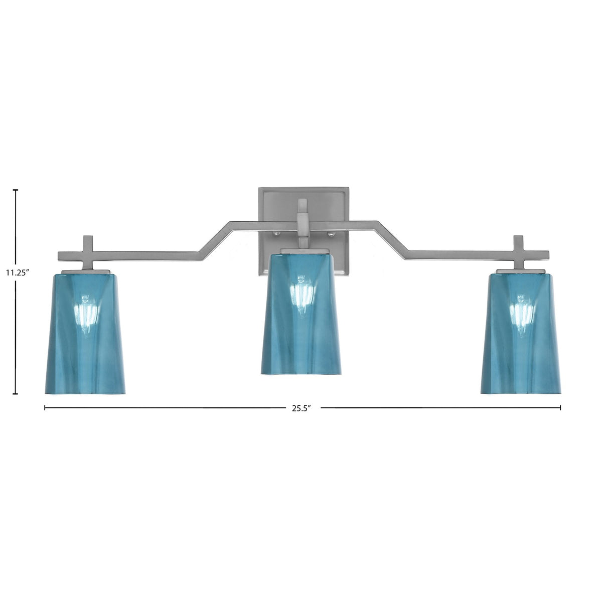 Toltec Corbin 3-Light Bath Bar | Modern Graphite Steel and Blue Gradient Glass | Bathroom Vanity & Powder Room | 5.5 x 11.25 in | Model 2313-GP-265