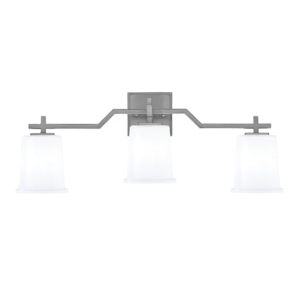 Toltec Corbin 3-Light Bath Bar | Modern Graphite Steel and White Opal Glass | Bathroom Vanity & Powder Room | 5.5 x 10.25 in | Model 2313-GP-5031