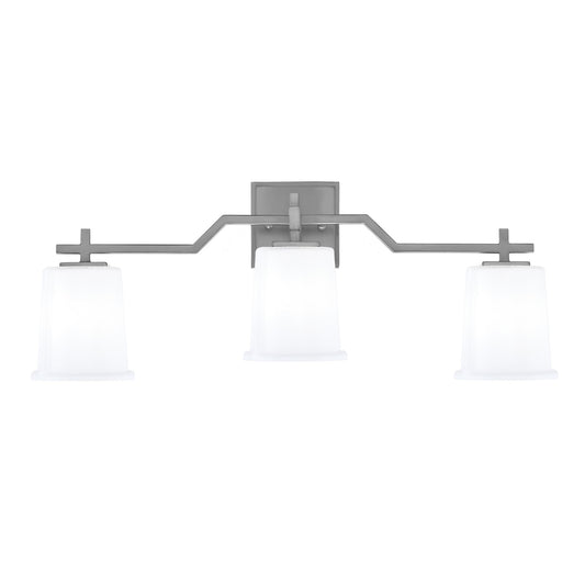 Toltec Corbin 3-Light Bath Bar | Modern Graphite Steel and White Opal Glass | Bathroom Vanity & Powder Room | 5.5 x 10.25 in | Model 2313-GP-5031