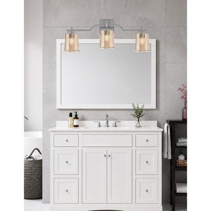 Toltec Corbin 3-Light Bath Bar | Graphite Steel and Amber Bubble Glass | Bathroom & Vanity Light | 5.5 x 10.25 in | Model 2313-GP-5033
