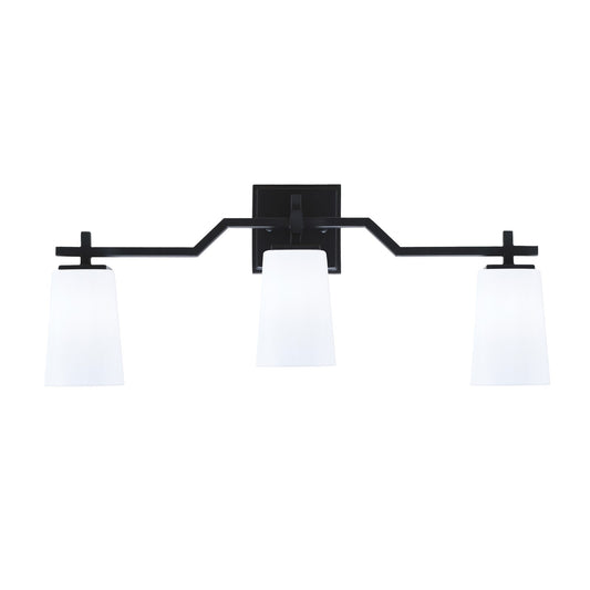 Toltec Corbin 3-Light Bath Bar | Matte Black Steel and White Opal Glass | Bathroom & Vanity Light | 5.5 x 11.25 in | Model 2313-MB-261