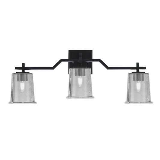Toltec Corbin 3-Light Bath Bar | Modern Matte Black Steel and Smoke Bubble Glass | Bathroom & Powder Room Vanity Light | 5.5 x 10.25 in | Model 2313-MB-5032