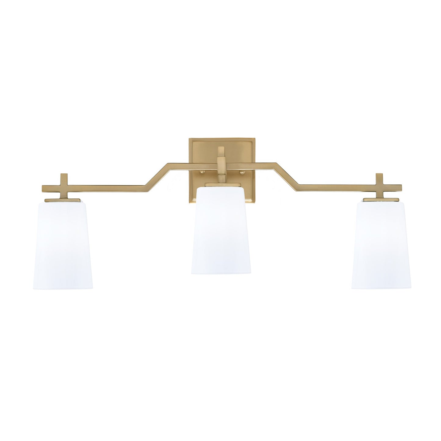 Toltec Corbin 3-Light Bath Bar | Modern New Age Brass Steel and White Opal Glass | Bathroom Vanity & Powder Room | 5.5 x 11.25 in | Model 2313-NAB-261