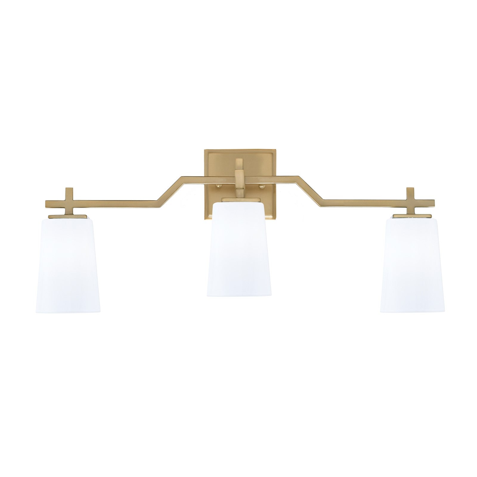 Toltec Corbin 3-Light Bath Bar | Modern New Age Brass Steel and White Opal Glass | Bathroom Vanity & Powder Room | 5.5 x 11.25 in | Model 2313-NAB-261