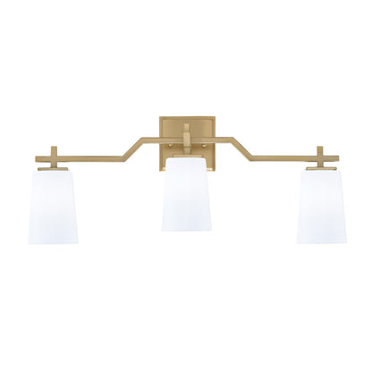 Toltec Corbin 3-Light Bath Bar | Modern New Age Brass Steel and White Opal Glass | Bathroom Vanity & Powder Room | 5.5 x 11.25 in | Model 2313-NAB-261