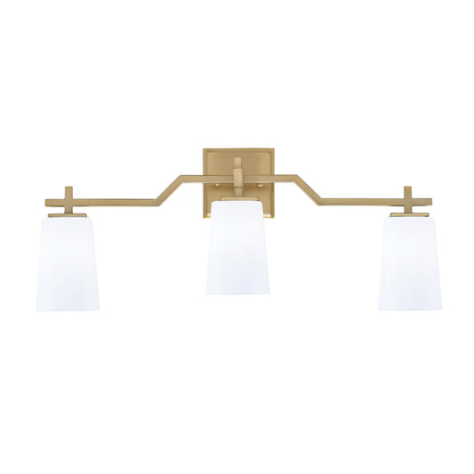 Toltec Corbin 3-Light Bath Bar | Modern New Age Brass Steel and White Opal Glass | Bathroom Vanity & Powder Room | 5.5 x 11.25 in | Model 2313-NAB-261