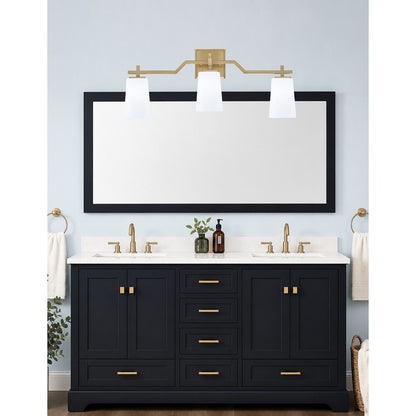 Toltec Corbin 3-Light Bath Bar | Modern New Age Brass Steel and White Opal Glass | Bathroom Vanity & Powder Room | 5.5 x 11.25 in | Model 2313-NAB-261
