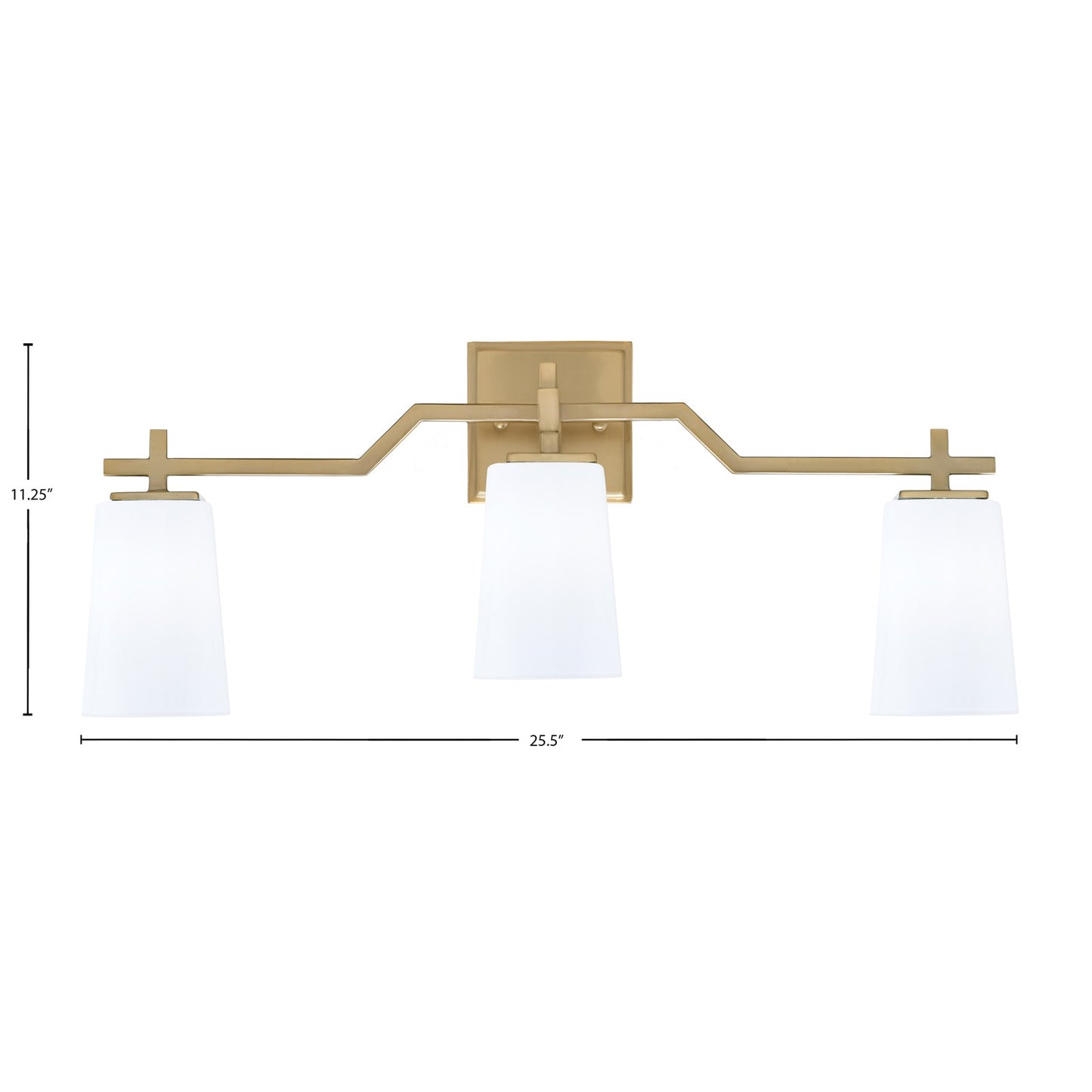 Toltec Corbin 3-Light Bath Bar | Modern New Age Brass Steel and White Opal Glass | Bathroom Vanity & Powder Room | 5.5 x 11.25 in | Model 2313-NAB-261