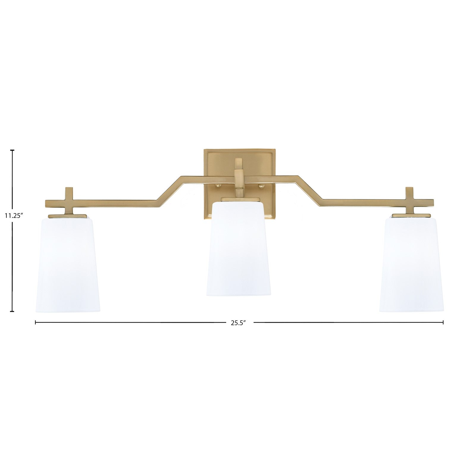 Toltec Corbin 3-Light Bath Bar | Modern New Age Brass Steel and White Opal Glass | Bathroom Vanity & Powder Room | 5.5 x 11.25 in | Model 2313-NAB-261