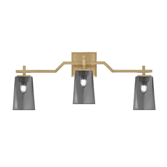 Toltec Corbin 3-Light Bath Bar | Modern New Age Brass Steel and Smoke Bubble Glass | Bathroom Vanity & Powder Room | 5.5 x 11.25 in | Model 2313-NAB-262
