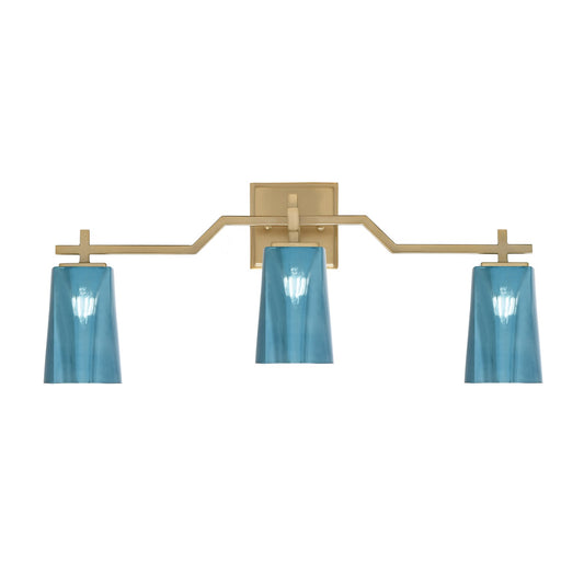 Toltec Corbin 3-Light Bath Bar | Modern New Age Brass and Blue Gradient Glass | Bathroom Vanity & Powder Room | 5.5 x 11.25 in | Model 2313-NAB-265