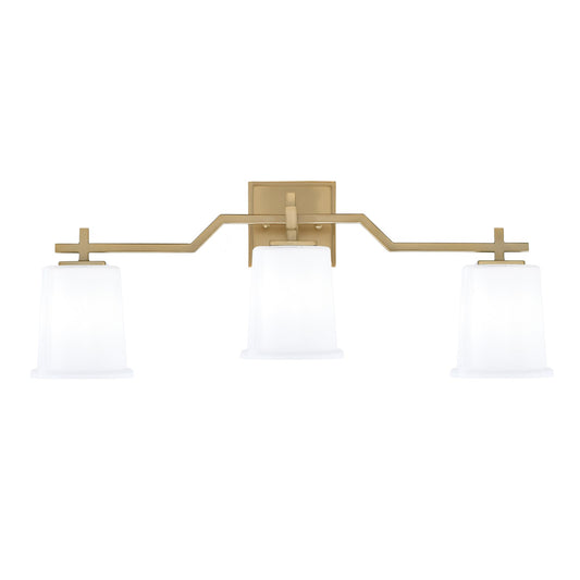 Toltec Corbin 3-Light Bath Bar | Modern New Age Brass and White Opal Glass | Bathroom Vanity & Powder Room | 5.5 x 10.25 in | Model 2313-NAB-5031