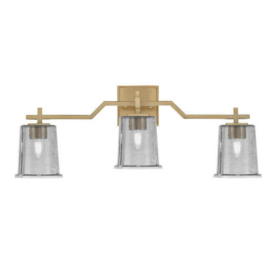 Toltec Corbin 3-Light Bath Bar | Modern New Age Brass and Smoke Bubble Glass | Bathroom Vanity & Powder Room | 5.5 x 10.25 in | Model 2313-NAB-5032