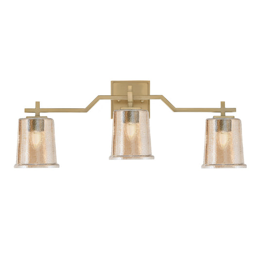 Toltec Corbin 3-Light Bath Bar | Modern New Age Brass and Amber Bubble Glass | Bathroom Vanity & Powder Room | 5.5 x 10.25 in | Model 2313-NAB-5033