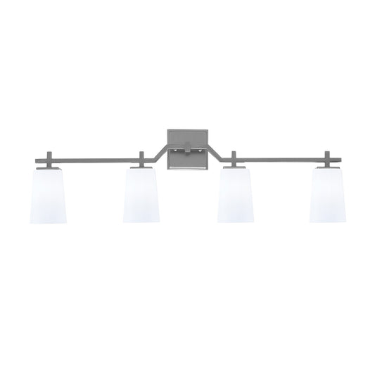 Toltec Corbin 4-Light Bath Bar | Contemporary Graphite and White Opal Glass | Bathroom & Powder Room Vanity | 5.5 x 11.25 in | Model 2314-GP-261