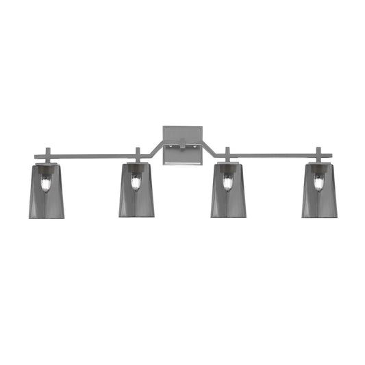 Toltec Corbin 4-Light Bath Bar | Contemporary Graphite and Smoke Bubble Glass | Bathroom & Powder Room Vanity | 5.5 x 11.25 in | Model 2314-GP-262
