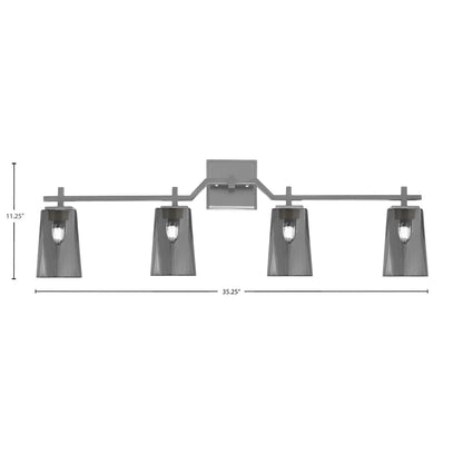 Toltec Corbin 4-Light Bath Bar | Contemporary Graphite and Smoke Bubble Glass | Bathroom & Powder Room Vanity | 5.5 x 11.25 in | Model 2314-GP-262