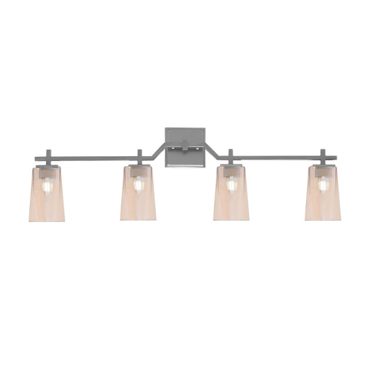 Toltec Corbin 4-Light Bath Bar | Contemporary Graphite and Amber Gradient Glass | Bathroom & Powder Room Vanity | 5.5 x 11.25 in | Model 2314-GP-263