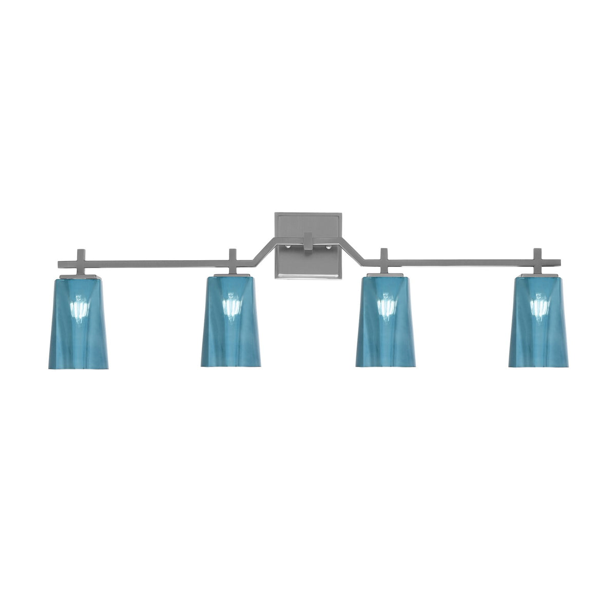Toltec Corbin 4-Light Bath Bar | Contemporary Graphite and Blue Gradient Glass | Bathroom & Powder Room Vanity | 5.5 x 11.25 in | Model 2314-GP-265