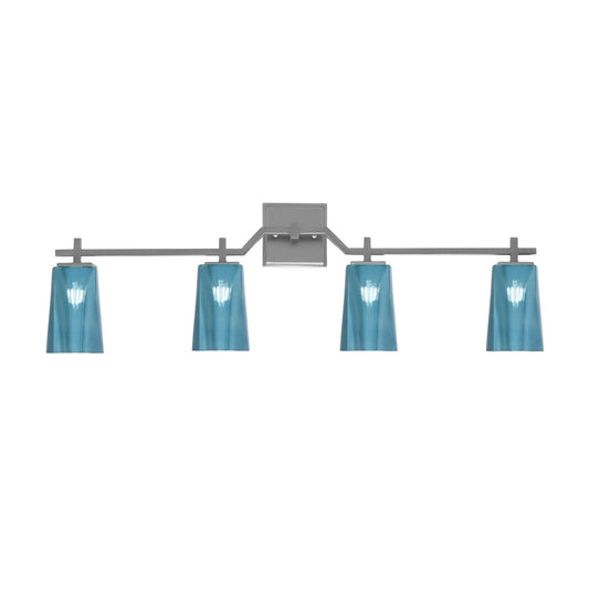 Toltec Corbin 4-Light Bath Bar | Contemporary Graphite and Blue Gradient Glass | Bathroom & Powder Room Vanity | 5.5 x 11.25 in | Model 2314-GP-265