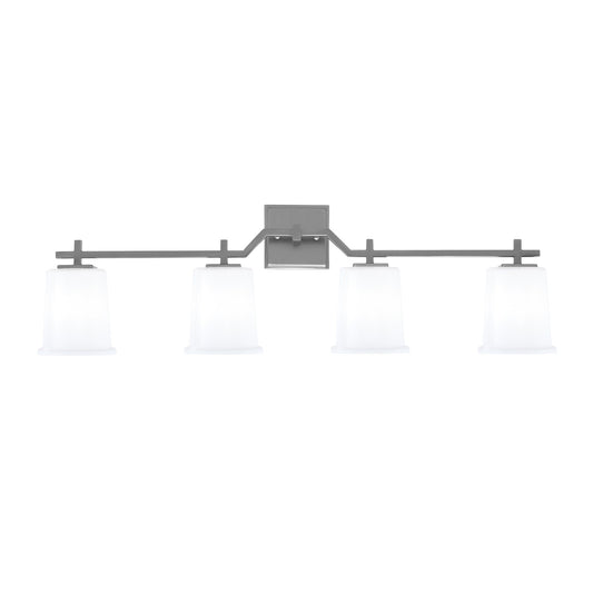 Toltec Corbin 4-Light Bath Bar | Contemporary Graphite Steel and White Opal Glass | Bathroom & Vanity Lighting | 5.5 x 10.25 in | Model 2314-GP-5031