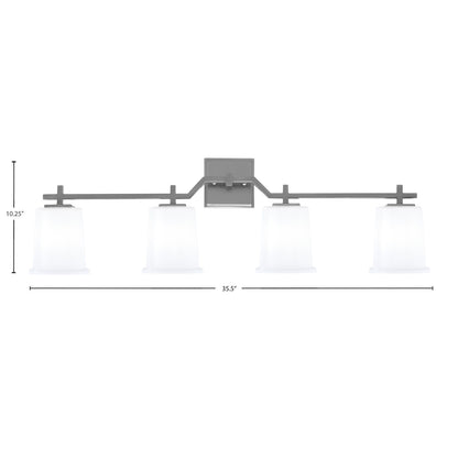 Toltec Corbin 4-Light Bath Bar | Contemporary Graphite Steel and White Opal Glass | Bathroom & Vanity Lighting | 5.5 x 10.25 in | Model 2314-GP-5031