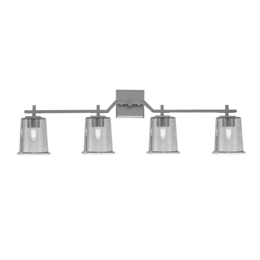Toltec Corbin 4-Light Bath Bar | Contemporary Graphite Steel and Smoke Bubble Glass | Bathroom & Vanity Lighting | 5.5 x 10.25 in | Model 2314-GP-5032