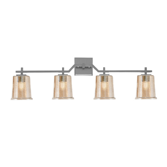 Toltec Corbin 4-Light Bath Bar | Contemporary Graphite Steel and Amber Bubble Glass | Bathroom & Vanity Lighting | 5.5 x 10.25 in | Model 2314-GP-5033