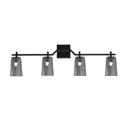 Toltec Corbin 4-Light Bath Bar | Modern Matte Black Steel and Smoke Bubble Glass | Bathroom Vanity Light | 5.5 x 11.25 in | Model 2314-MB-262