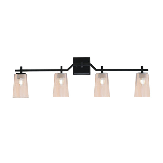 Toltec Corbin 4-Light Bath Bar | Modern Matte Black Steel and Amber Gradient Glass | Bathroom Vanity Light | 5.5 x 11.25 in | Model 2314-MB-263
