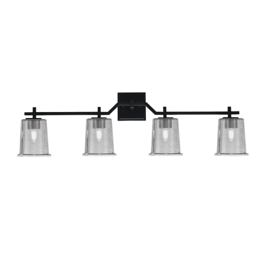 Toltec Corbin 4-Light Bath Bar | Modern Matte Black Steel and Smoke Bubble Glass | Bathroom Vanity Light | 5.5 x 10.25 in | Model 2314-MB-5032