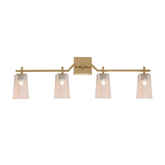 Toltec Corbin 4-Light Bath Bar | New Age Brass and Amber Gradient Glass | Bathroom & Powder Room Vanity Light | 5.5 x 11.25 in | Model 2314-NAB-263