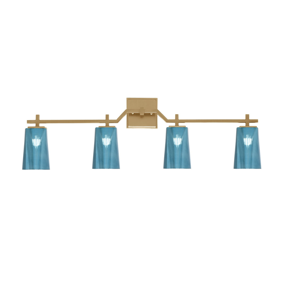 Toltec Corbin 4-Light Bath Bar | New Age Brass and Blue Gradient Glass | Bathroom & Powder Room Vanity Light | 5.5 x 11.25 in | Model 2314-NAB-265