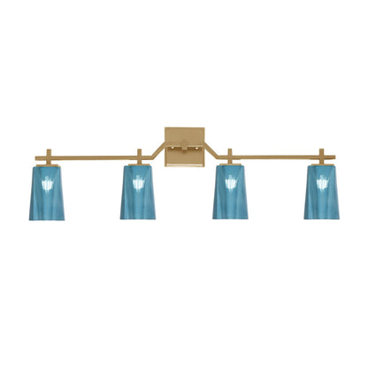 Toltec Corbin 4-Light Bath Bar | New Age Brass and Blue Gradient Glass | Bathroom & Powder Room Vanity Light | 5.5 x 11.25 in | Model 2314-NAB-265