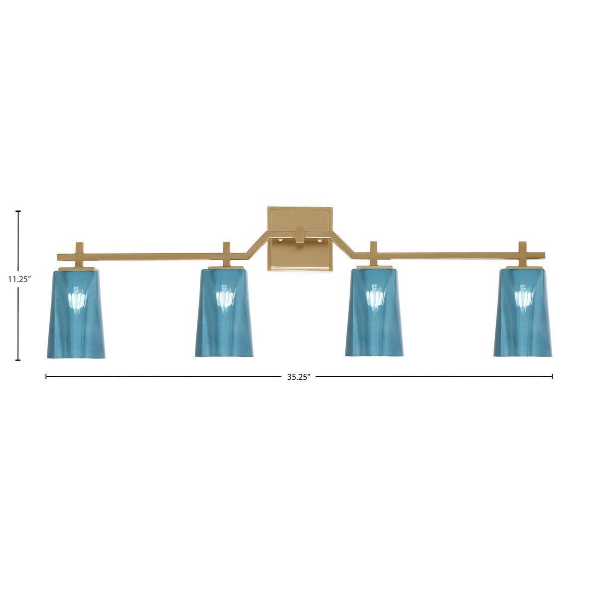 Toltec Corbin 4-Light Bath Bar | New Age Brass and Blue Gradient Glass | Bathroom & Powder Room Vanity Light | 5.5 x 11.25 in | Model 2314-NAB-265
