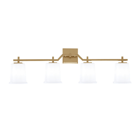 Toltec Corbin 4-Light Bath Bar | New Age Brass and White Opal Glass | Bathroom & Powder Room Vanity Light | 5.5 x 10.25 in | Model 2314-NAB-5031