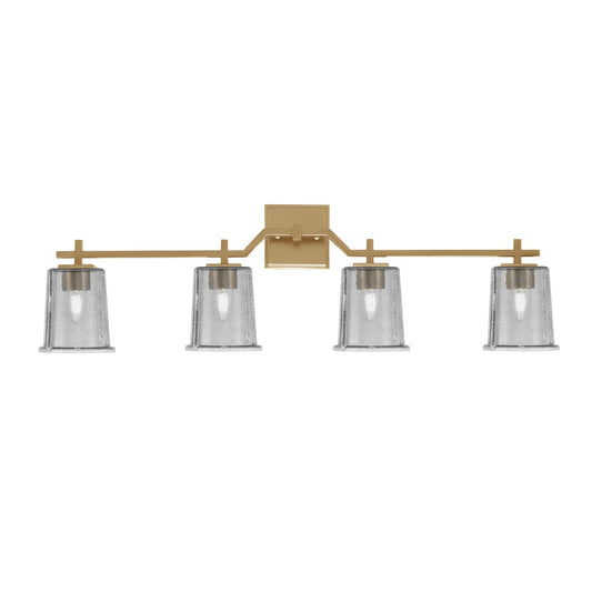 Toltec Corbin 4-Light Bath Bar | New Age Brass and Smoke Bubble Glass | Bathroom & Powder Room Vanity Light | 5.5 x 10.25 in | Model 2314-NAB-5032