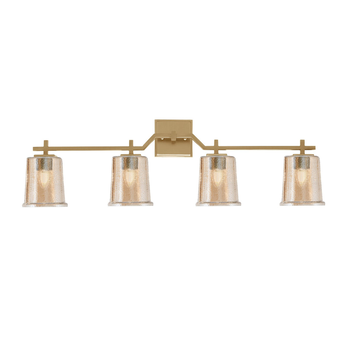 Toltec Corbin 4-Light Bath Bar | New Age Brass and Amber Bubble Glass | Bathroom Vanity Light | 5.5 x 10.25 in | Model 2314-NAB-5033