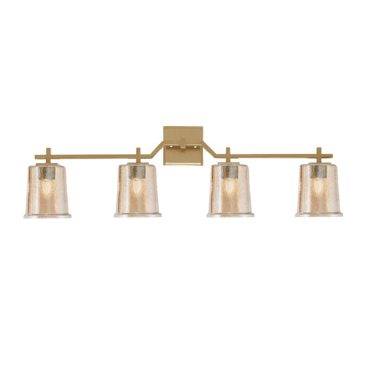 Toltec Corbin 4-Light Bath Bar | New Age Brass and Amber Bubble Glass | Bathroom Vanity Light | 5.5 x 10.25 in | Model 2314-NAB-5033