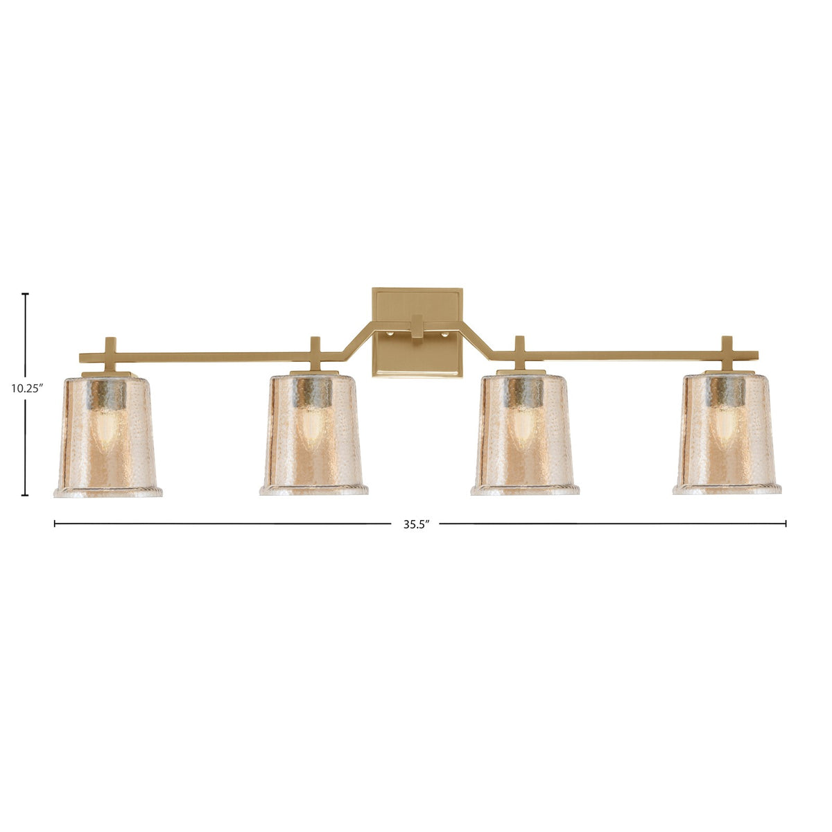 Toltec Corbin 4-Light Bath Bar | New Age Brass and Amber Bubble Glass | Bathroom Vanity Light | 5.5 x 10.25 in | Model 2314-NAB-5033