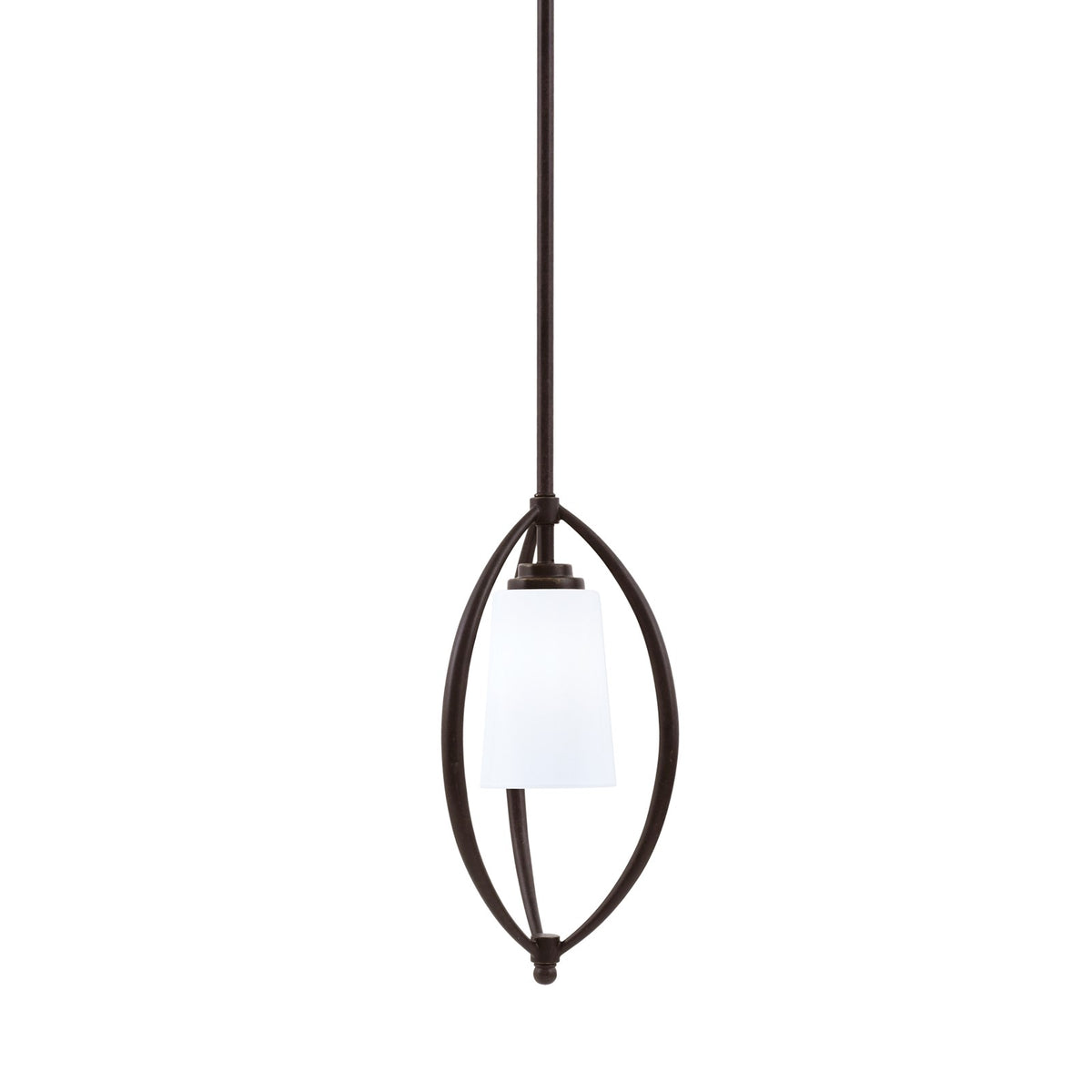 Toltec Marquise 7in 1-Light Mini Pendant | Dark Granite Steel and White Opal Glass | Kitchen Island & Dining Room | 7.25 x 15.5 in | Model 2401-DG-261