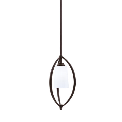 Toltec Marquise 7in 1-Light Mini Pendant | Dark Granite Steel and White Opal Glass | Kitchen Island & Dining Room | 7.25 x 15.5 in | Model 2401-DG-261