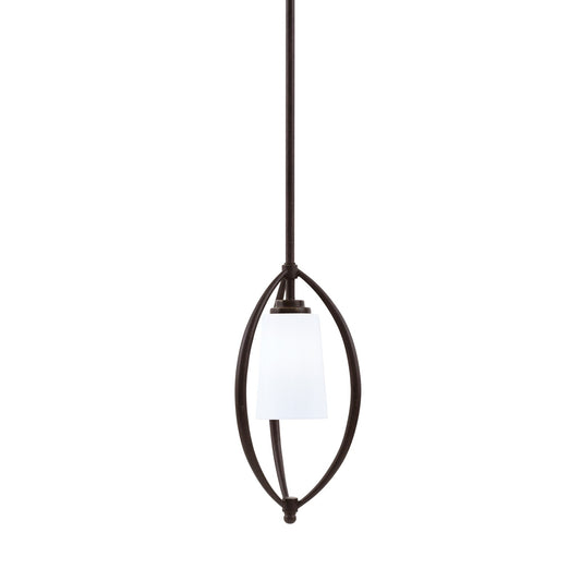 Toltec Marquise 7in 1-Light Mini Pendant | Dark Granite Steel and White Opal Glass | Kitchen Island & Dining Room | 7.25 x 15.5 in | Model 2401-DG-261