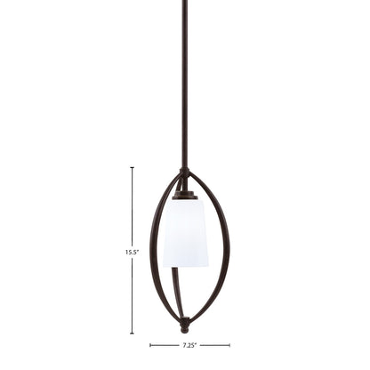Toltec Marquise 7in 1-Light Mini Pendant | Dark Granite Steel and White Opal Glass | Kitchen Island & Dining Room | 7.25 x 15.5 in | Model 2401-DG-261