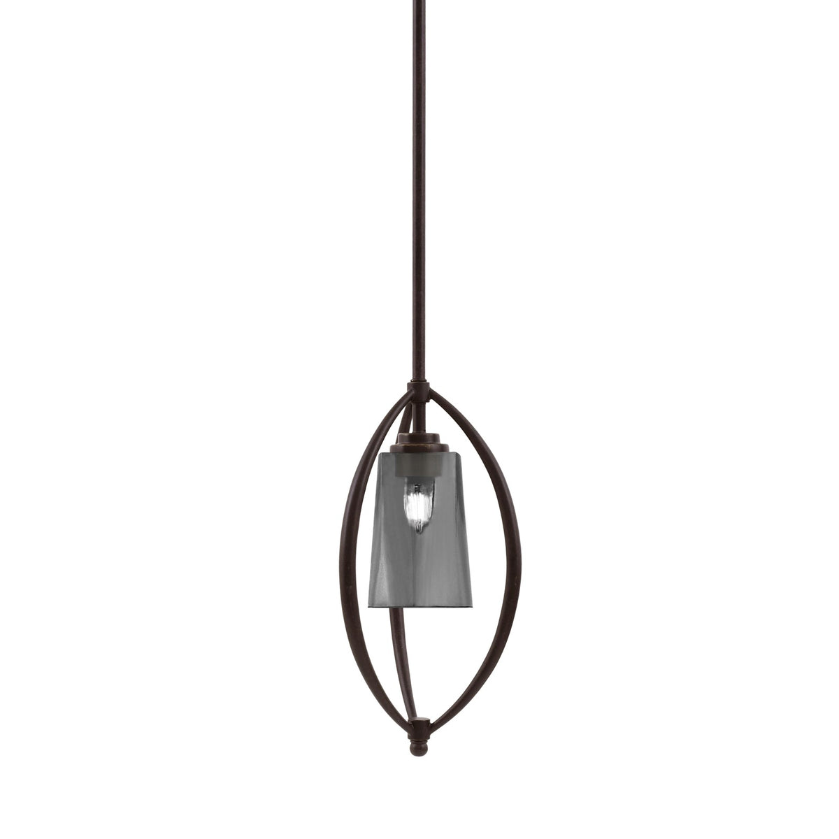 Toltec Marquise 7in 1-Light Mini Pendant | Dark Granite Steel and Smoke Bubble Glass | Kitchen Island & Dining Room | Model 2401-DG-262