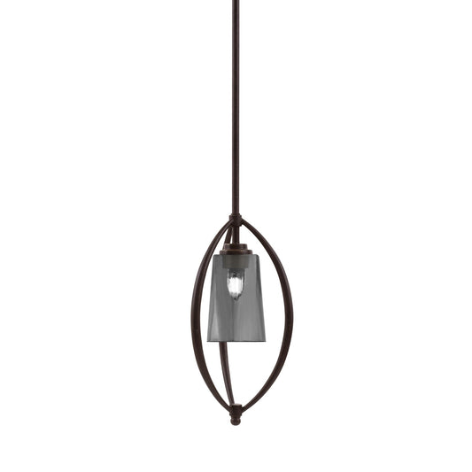 Toltec Marquise 7in 1-Light Mini Pendant | Dark Granite Steel and Smoke Bubble Glass | Kitchen Island & Dining Room | Model 2401-DG-262