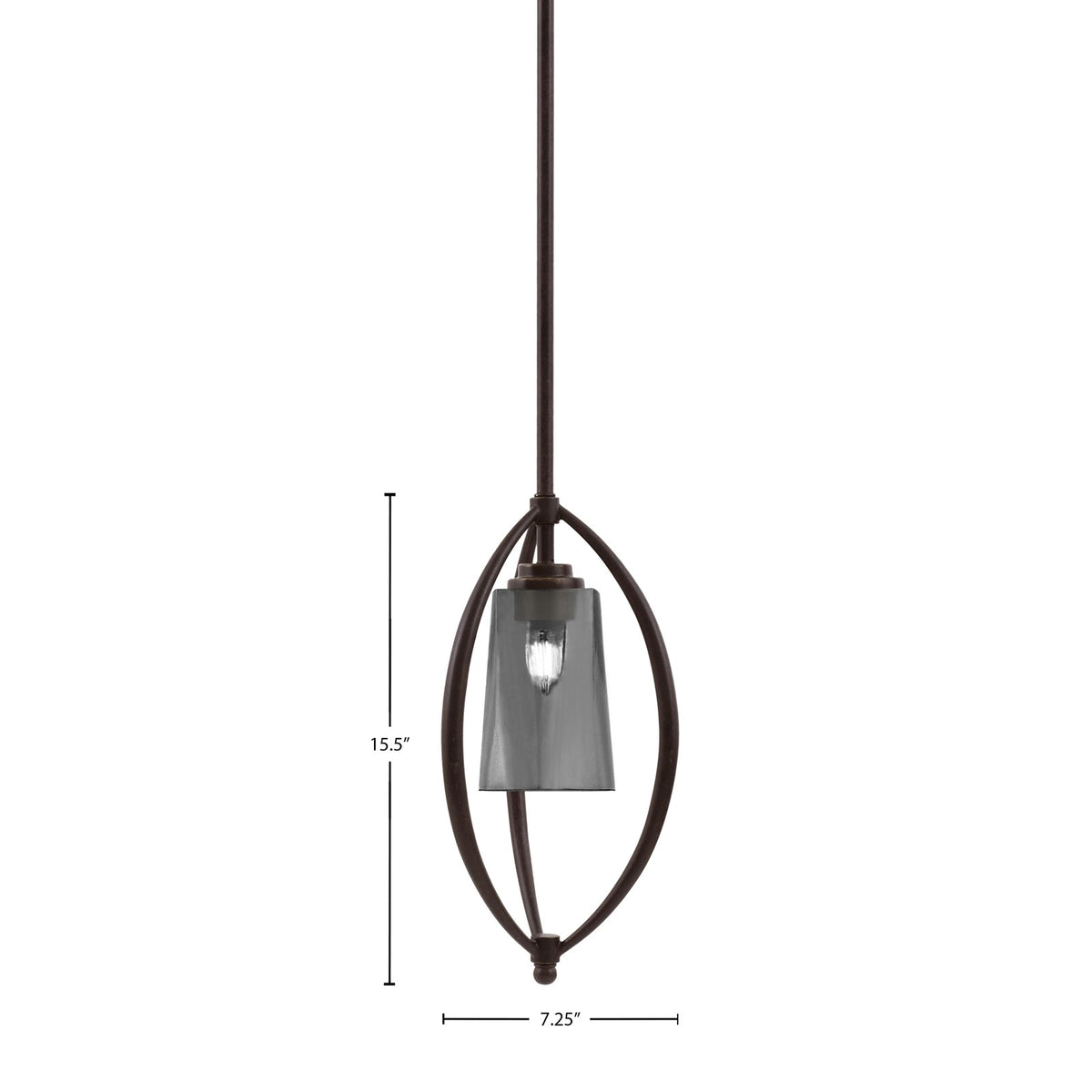 Toltec Marquise 7in 1-Light Mini Pendant | Dark Granite Steel and Smoke Bubble Glass | Kitchen Island & Dining Room | Model 2401-DG-262