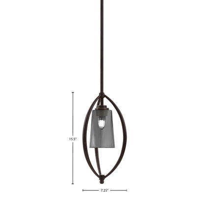 Toltec Marquise 7in 1-Light Mini Pendant | Dark Granite Steel and Smoke Bubble Glass | Kitchen Island & Dining Room | Model 2401-DG-262
