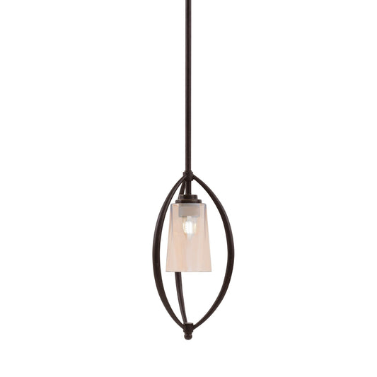 Toltec Marquise 7in 1-Light Mini Pendant | Dark Granite Steel and Amber Gradient Glass | Kitchen Island & Dining Room | Model 2401-DG-263