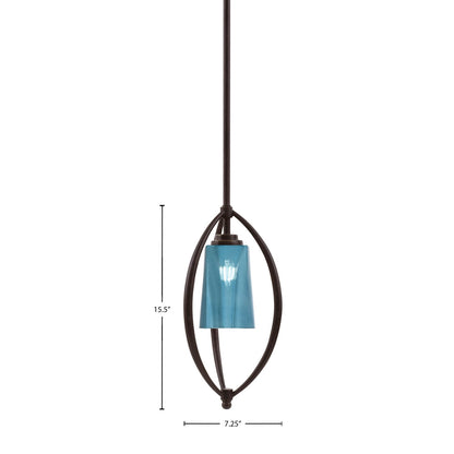 Toltec Marquise 7in 1-Light Mini Pendant | Dark Granite Steel and Blue Gradient Glass | Kitchen Island & Dining Room | Model 2401-DG-265